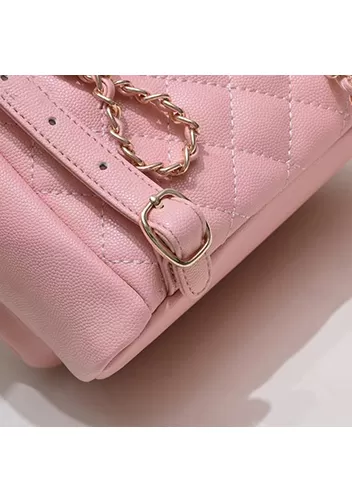 Adele Cowhide Chain Backpack Bag Light Pink