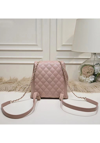 Adele Cowhide Chain Backpack Bag Light Pink