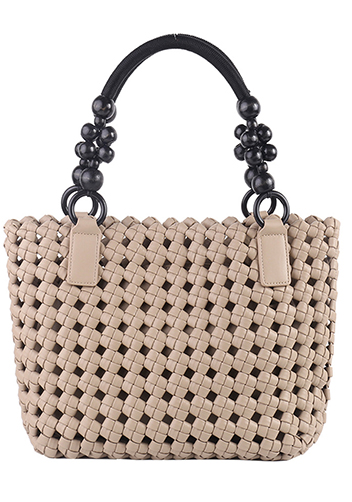 Mia Hollowing Woven Shoulder Bag Beige