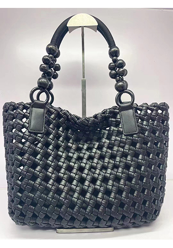 Mia Hollowing Woven Shoulder Bag Black