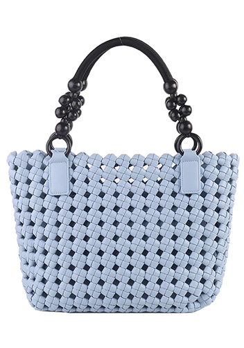 Mia Hollowing Woven Shoulder Bag Blue