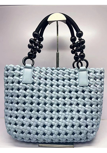 Mia Hollowing Woven Shoulder Bag Blue