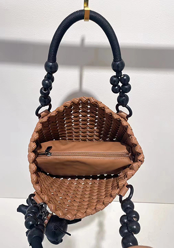 Mia Hollowing Woven Shoulder Bag Brown