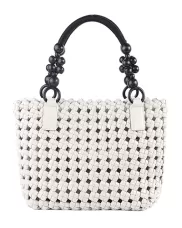 Mia Hollowing Woven Shoulder Bag White
