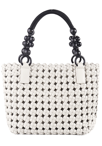 Mia Hollowing Woven Shoulder Bag White