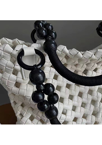 Mia Hollowing Woven Shoulder Bag White