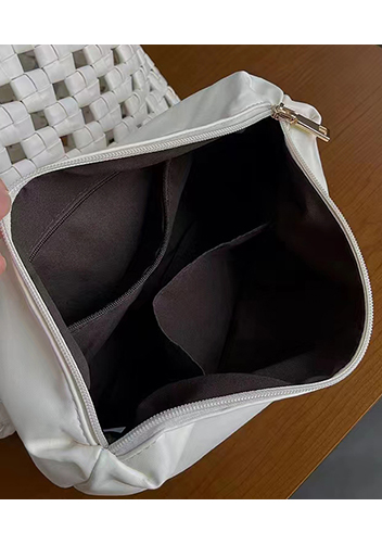 Mia Hollowing Woven Shoulder Bag White