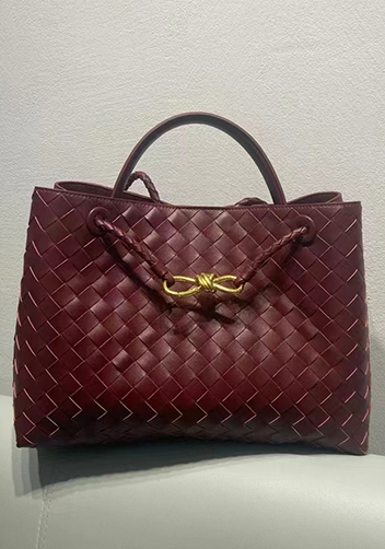 Allegria Woven Large Leather Shoulder Bag Burgundy