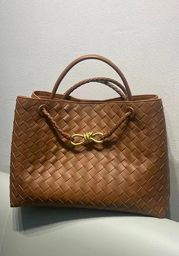 Allegria Woven Large Leather Shoulder Bag Camel