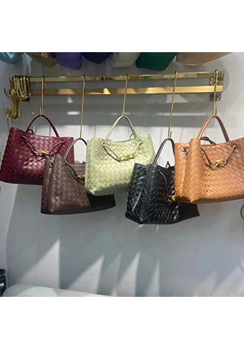 Allegria Woven Large Leather Shoulder Bag Camel