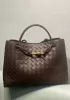 Allegria Woven Large Leather Shoulder Bag Choco