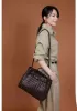 Allegria Woven Large Leather Shoulder Bag Choco