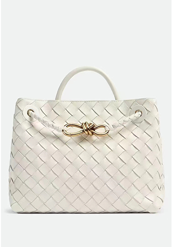 Allegria Woven Large Leather Shoulder Bag Cream