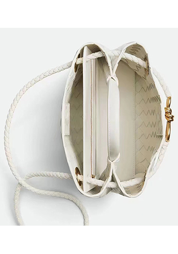 Allegria Woven Large Leather Shoulder Bag Cream