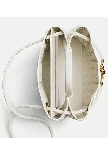 Allegria Woven Small Leather Shoulder Bag Cream