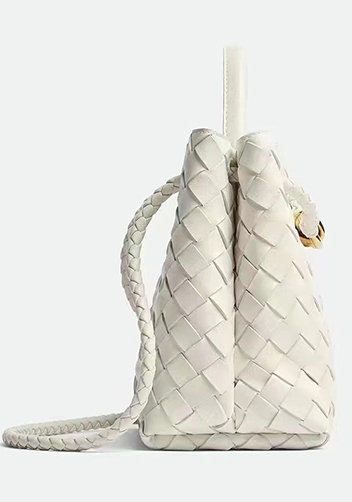 Allegria Woven Large Leather Shoulder Bag Cream