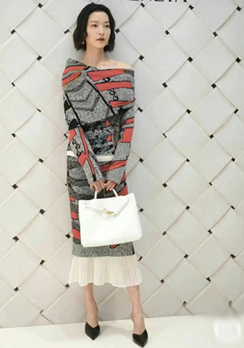 Allegria Woven Large Leather Shoulder Bag Cream
