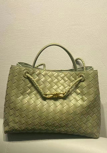 Allegria Woven Large Leather Shoulder Bag Green