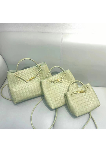 Allegria Woven Large Leather Shoulder Bag Green