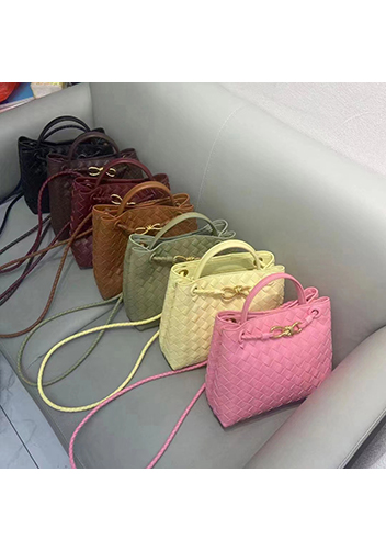 Allegria Woven Large Leather Shoulder Bag Green