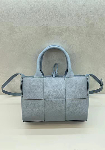 Mia Woven Leather 6 Squares Medium Tote Blue