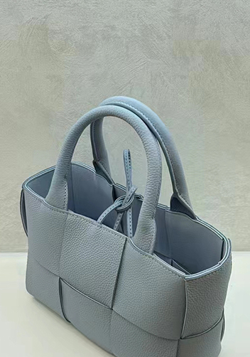 Mia Woven Leather 6 Squares Medium Tote Blue