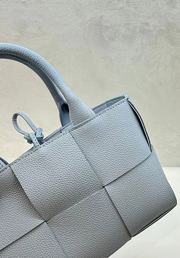 Mia Woven Leather 6 Squares Medium Tote Blue