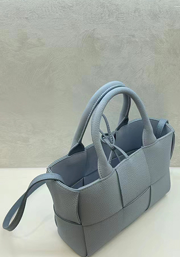 Mia Woven Leather 6 Squares Medium Tote Blue