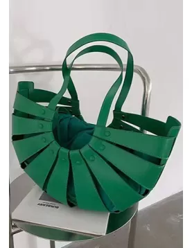 The Coquille Vegan Leather Shoulder Bag Green
