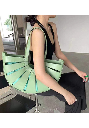 The Coquille Vegan Leather Shoulder Bag Light Green