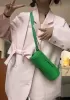 Mia Woven Leather Cylinder Shoulder Bag Green