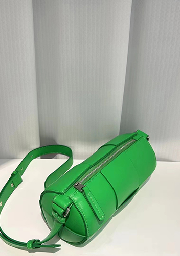 Mia Woven Leather Cylinder Shoulder Bag Green