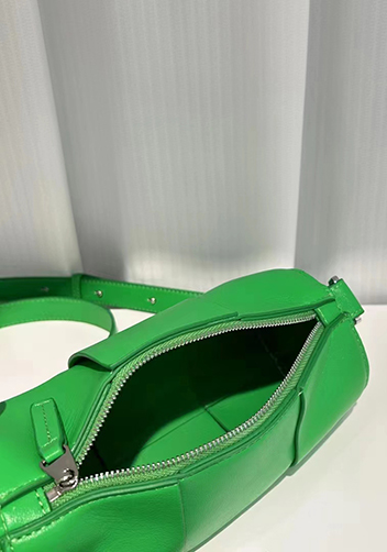 Mia Woven Leather Cylinder Shoulder Bag Green