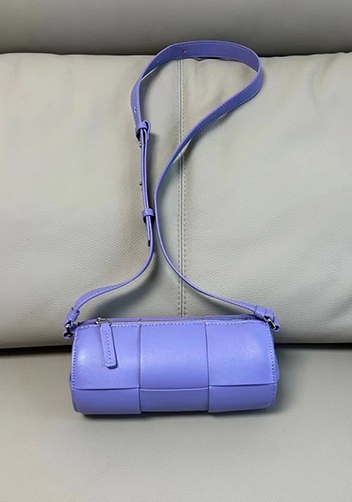 Mia Woven Leather Cylinder Shoulder Bag Purple