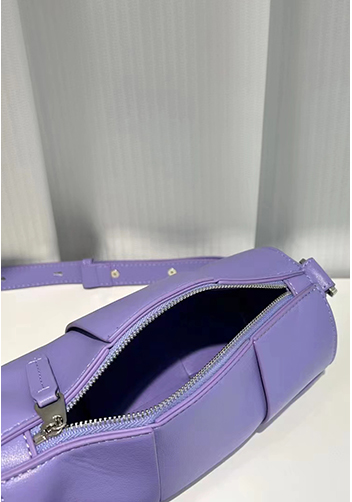 Mia Woven Leather Cylinder Shoulder Bag Purple