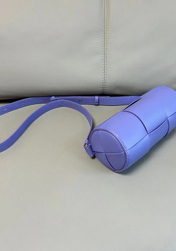 Mia Woven Leather Cylinder Shoulder Bag Purple