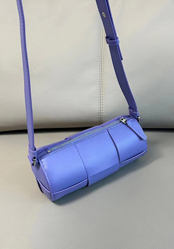 Mia Woven Leather Cylinder Shoulder Bag Purple