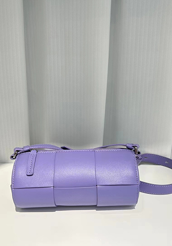 Mia Woven Leather Cylinder Shoulder Bag Purple