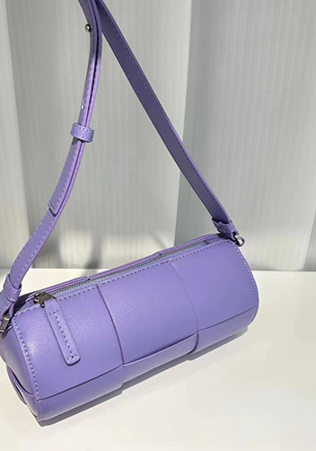 Mia Woven Leather Cylinder Shoulder Bag Purple