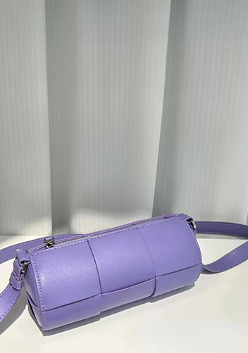 Mia Woven Leather Cylinder Shoulder Bag Purple