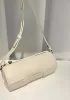 Mia Woven Leather Cylinder Shoulder Bag White