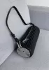 Adrienne Pleated Bracelet Leather Pouch Silver Black
