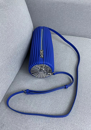 Adrienne Pleated Bracelet Leather Pouch Silver Blue