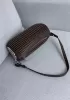 Adrienne Pleated Bracelet Leather Pouch Silver Choco