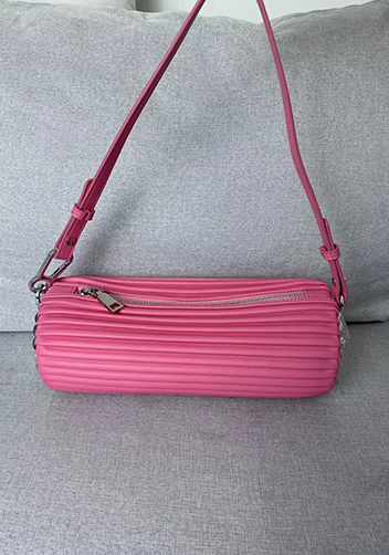 Adrienne Pleated Bracelet Leather Pouch Silver Pink