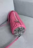 Adrienne Pleated Bracelet Leather Pouch Silver Pink