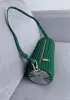 Adrienne Pleated Bracelet Leather Pouch Silver Racing Green