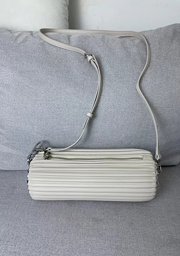 Adrienne Pleated Bracelet Leather Pouch Silver White