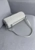 Adrienne Pleated Bracelet Leather Pouch Silver White