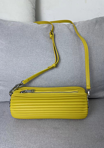 Adrienne Pleated Bracelet Leather Pouch Silver Yellow